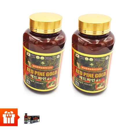 [T3]RED PINE GOLD- Combo 2 hộp Tinh dầu thông đỏ ( 100 viên / hộp)  + 30 chai nước uống đông trùng hạ thảo Hàn Quốc ( 100ml/chai)