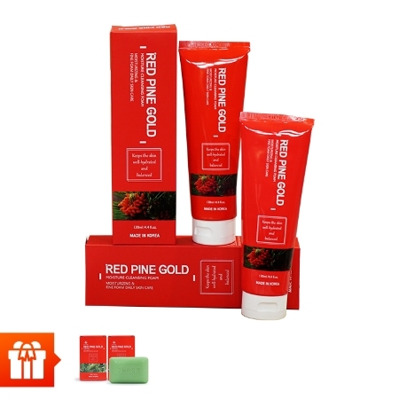 RED PINE GOLD - Combo 2 sửa rửa mặt tinh dầu thông Moisture Cleansing foam (130ml/lọ) + 2 hộp xà phòng tắm khử mùi (150g/hộp)